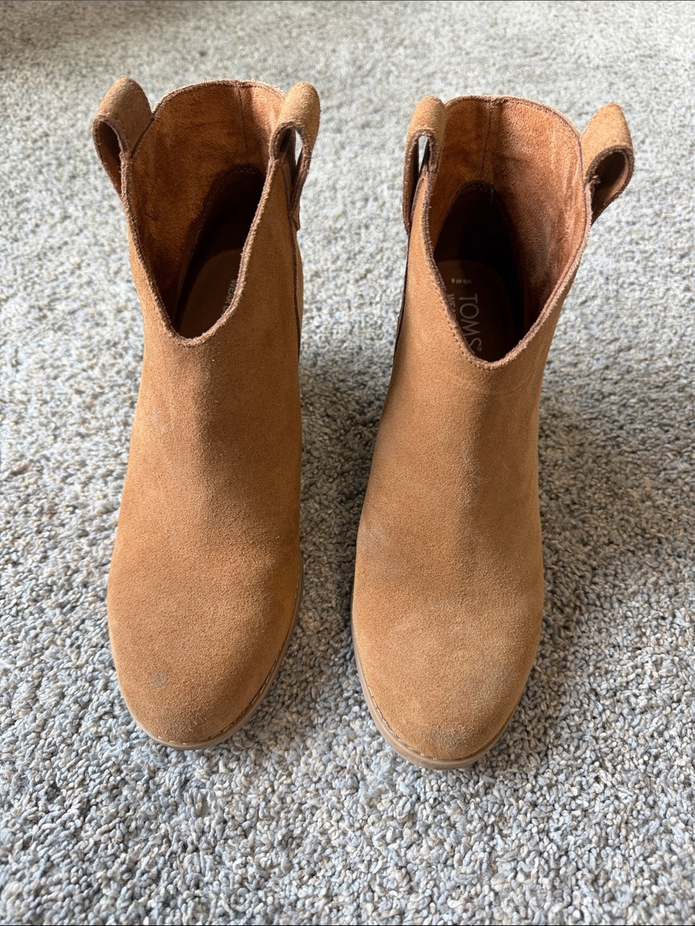 TOMS Suede Ankle Booties in Chestnut Brown